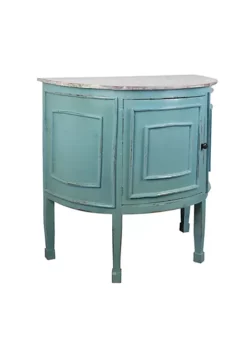 The Hamptons Collection 39.25” Light Blue and Gray Cottage Half Round Side Table with Cabinet -Cheap GUESS® Store Belk 1000