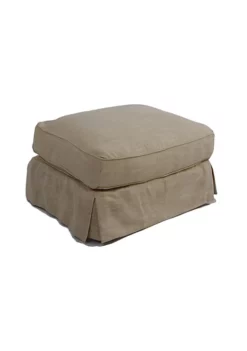 The Hamptons Collection 18" Linen Fabric Elegant Sunset Trading Horizon Slipcovered Comfortable Ottoman