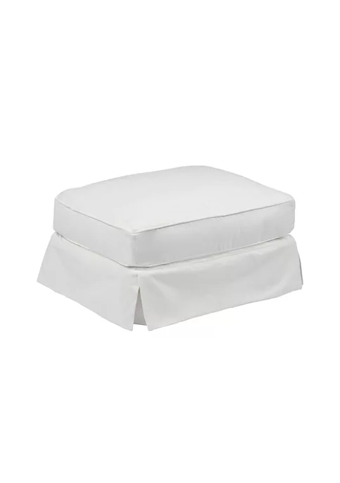 The Hamptons Collection 18" Warm White Fabric Elegant Sunset Trading Horizon Slipcovered Comfortable Ottoman 1 The Hamptons Collection 18" Warm White Fabric Elegant Sunset Trading Horizon Slipcovered Comfortable Ottoman