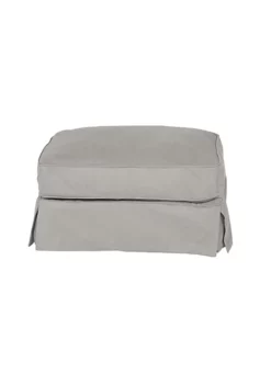The Hamptons Collection 18" Gray Fabric Elegant Sunset Trading Horizon Slipcovered Comfortable Ottoman