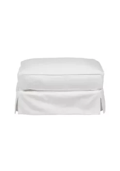 The Hamptons Collection 18" White Fabric Elegant Sunset Trading Horizon Slipcovered Comfortable Ottoman