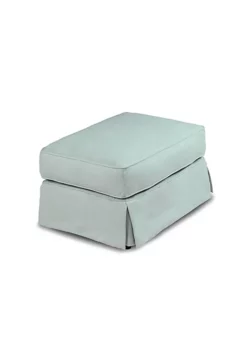 The Hamptons Collection 18" Ocean Blue Fabric Elegant Sunset Trading Horizon Slipcovered Comfortable Ottoman