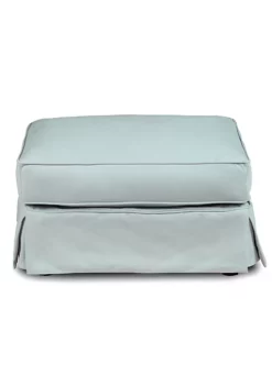 The Hamptons Collection 18" Ocean Blue Fabric Elegant Sunset Trading Horizon Slipcovered Comfortable Ottoman -Cheap GUESS® Store Belk 1040