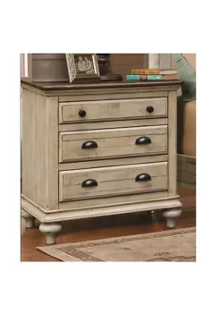 The Hamptons Collection 28" Brown Wood 3 Drawer Nightstand Cabinet with Antique Black Solid Steel Cup Handles -Cheap GUESS® Store Belk 1051