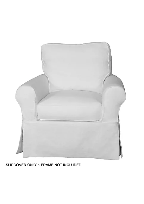 The Hamptons Collection Set of 3 White Sunset Trading Horizon Box Cushion Chair Slipcover Performance Fabric 36" 2 The Hamptons Collection Set of 3 White Sunset Trading Horizon Box Cushion Chair Slipcover Performance Fabric 36" - Image 2