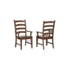 The Hamptons Collection Set of 2 Amish Brown Handcrafted Wooden Ladder Back Dining Armchairs 42”