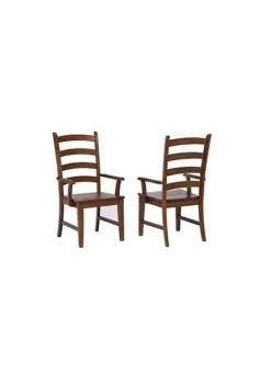 The Hamptons Collection Set of 2 Amish Brown Handcrafted Wooden Ladder Back Dining Armchairs 42” -Cheap GUESS® Store Belk 1097