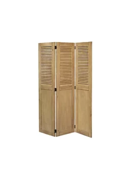 The Hamptons Collection 70" Vintage Brown Louvered Panel Casual Wood Room Divider