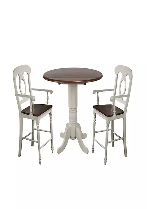 The Hamptons Collection Set of 2 Antique White and Brown Elegant Andrews Napoleon Comfortable Barstool with Arms 43" 2 The Hamptons Collection Set of 2 Antique White and Brown Elegant Andrews Napoleon Comfortable Barstool with Arms 43" - Image 2