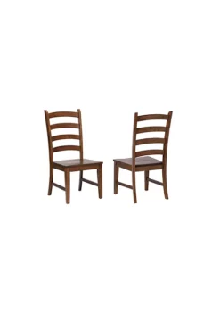 The Hamptons Collection Set of 2 Amish Brown Handcrafted Wooden Ladder Back Dining Side Chairs 42” -Cheap GUESS® Store Belk 1132