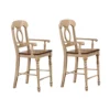 The Hamptons Collection Set of 2 Light Brown Napoleon Style Counter Height Barstool 43”