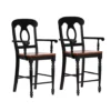 The Hamptons Collection Set of 2 Antique Black and Cherry Brown Napoleon Style Counter Height Barstool 43”