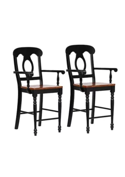 The Hamptons Collection Set of 2 Antique Black and Cherry Brown Napoleon Style Counter Height Barstool 43” 5 The Hamptons Collection Set of 2 Antique Black and Cherry Brown Napoleon Style Counter Height Barstool 43” -Cheap GUESS® Store Belk 1138