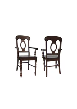 The Hamptons Collection Set of 2 Chestnut Elegant Andrews Napoleon Comfortable Arm Chair 38"