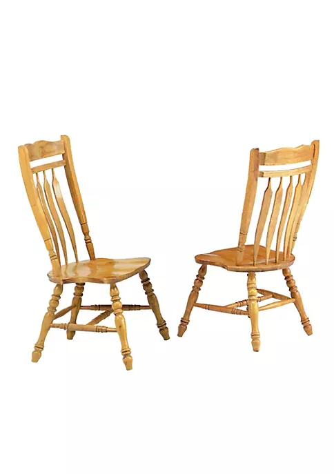 The Hamptons Collection Set of 2 Light Oak Curved Back Wooden Dining Chairs 42” 4 The Hamptons Collection Set of 2 Light Oak Curved Back Wooden Dining Chairs 42” - Image 4