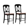 The Hamptons Collection Set of 2 Antique Black and Cherry Brown Napoleon Style Cafe Height Barstool 43”
