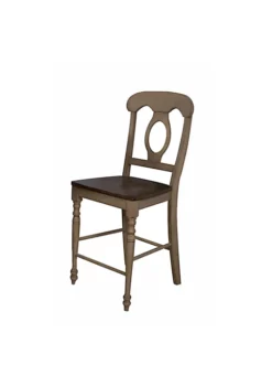 The Hamptons Collection Set of 2 Light Beige and Brown Napoleon Style Cafe Height Barstool 43”