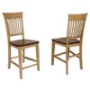 The Hamptons Collection Set of 2 Light Beige and Brown Slat Back Counter Height Barstool 44”