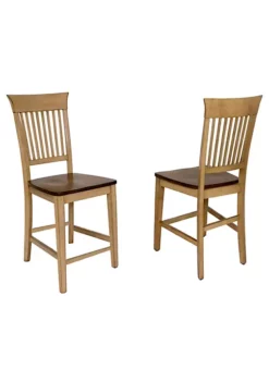 The Hamptons Collection Set of 2 Light Beige and Brown Slat Back Counter Height Barstool 44” -Cheap GUESS® Store Belk 1174