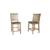 The Hamptons Collection Set of 2 Light Beige and Brown Slat Back Cafe Height Barstool 41”