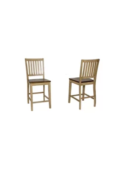 The Hamptons Collection Set of 2 Light Beige and Brown Slat Back Cafe Height Barstool 41” -Cheap GUESS® Store Belk 1177