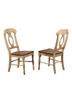 The Hamptons Collection Set of 2 Brown Handcrafted Wooden Dining Chairs 38”