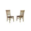 The Hamptons Collection Set of 2 Light Brown Handcrafted Wooden Slat Back Dining Chairs 38”