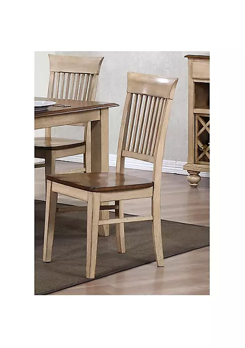 The Hamptons Collection Set of 2 Light Brown Handcrafted Wooden Slat Back Dining Chairs 38” 2 The Hamptons Collection Set of 2 Light Brown Handcrafted Wooden Slat Back Dining Chairs 38” - Image 2