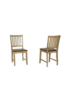 The Hamptons Collection Set of 2 Distressed Brown Brook Slat Back Dining Chair 36”
