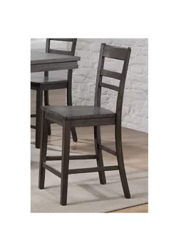 The Hamptons Collection Set of 2 Shades of Gray Handcrafted Solid Oak Wood Slat Back Stools 42”