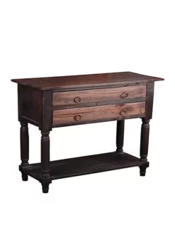 The Hamptons Collection 32.5” Brown Cottage Stacked Drawer Storage Table