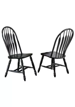 The Hamptons Collection Set of 2 Black Antique Comfort Back Dining Chairs