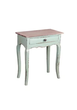 The Hamptons Collection 27.25" Turquoise Frame with Distressed Raftwood Top Table