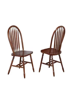 The Hamptons Collection Set of 2 Brown Distressed Chestnut Andrews Arrowback Dining Chair – 38”