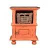 The Hamptons Collection 26.5” Orange Distressed Cottage End Table with Basket