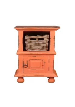 The Hamptons Collection 26.5” Orange Distressed Cottage End Table with Basket -Cheap GUESS® Store Belk 1270