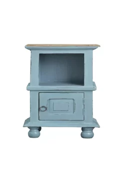 The Hamptons Collection 26.5” Beach Blue and Brown Two Tone Cottage Table