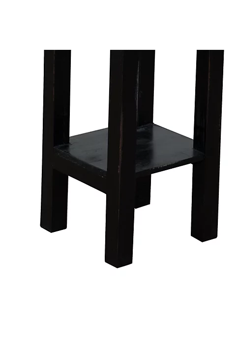The Hamptons Collection 25.75" Distressed Antique Black Narrow Mahogany Side Table 4 The Hamptons Collection 25.75" Distressed Antique Black Narrow Mahogany Side Table - Image 4