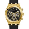 GUESS® Continental Black Leather Strap Watch