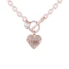 GUESS Rose Gold-Tone Crystal Heart Necklace