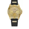 GUESS® Lady Frontier Silicone Gold Case Crystal Dial Watch