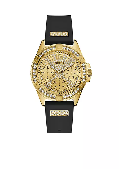 GUESS® Lady Frontier Silicone Gold Case Crystal Dial Watch 4 GUESS® Lady Frontier Silicone Gold Case Crystal Dial Watch - Image 4
