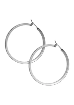GUESS Silver-Tone Large Hoop Earrings