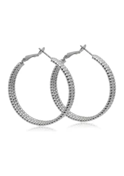 GUESS Silver Tone Triple Row Hoop Earrings