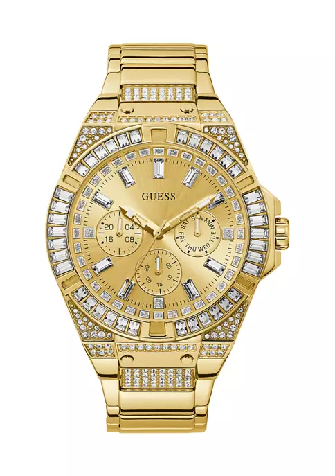 GUESS® 50 Meter Water Resistant Gold Tone Case Stainless Steel Watch 1 GUESS® 50 Meter Water Resistant Gold Tone Case Stainless Steel Watch