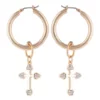 GUESS Gold Tone and Crystal Hoop Earrings with Cross Charms