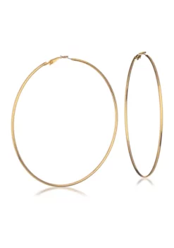 GUESS Gold Tone Extra Large Thin Hoop Earrings