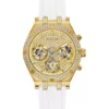 GUESS® Gold Tone White Silicone Watch