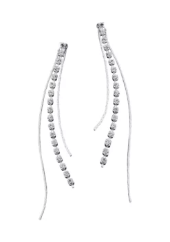 GUESS Silver-Tone Crystal Linear Earrings