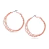 GUESS Rose Gold Tone Basket Weave Hoop Earrings